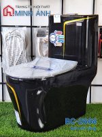 Bồn cầu đen viền chỉ vàng BC-2666 - Bộ