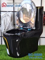 Bồn cầu đen viền chỉ vàng BC-2666 - Bộ - Ảnh 2